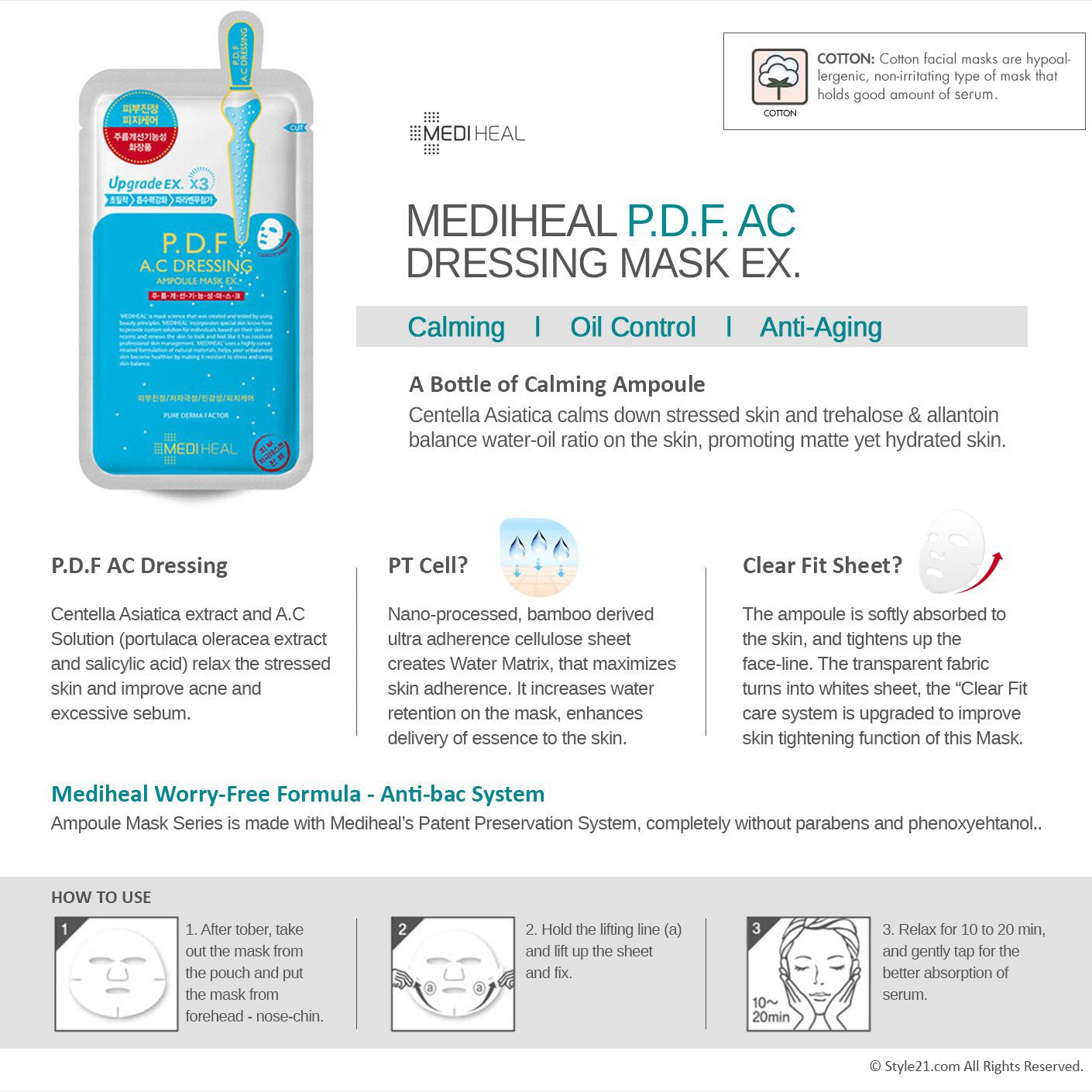 MEDIHEAL - P.D.F A.C-Dressing Ampoule Mask(single) - Shine 32