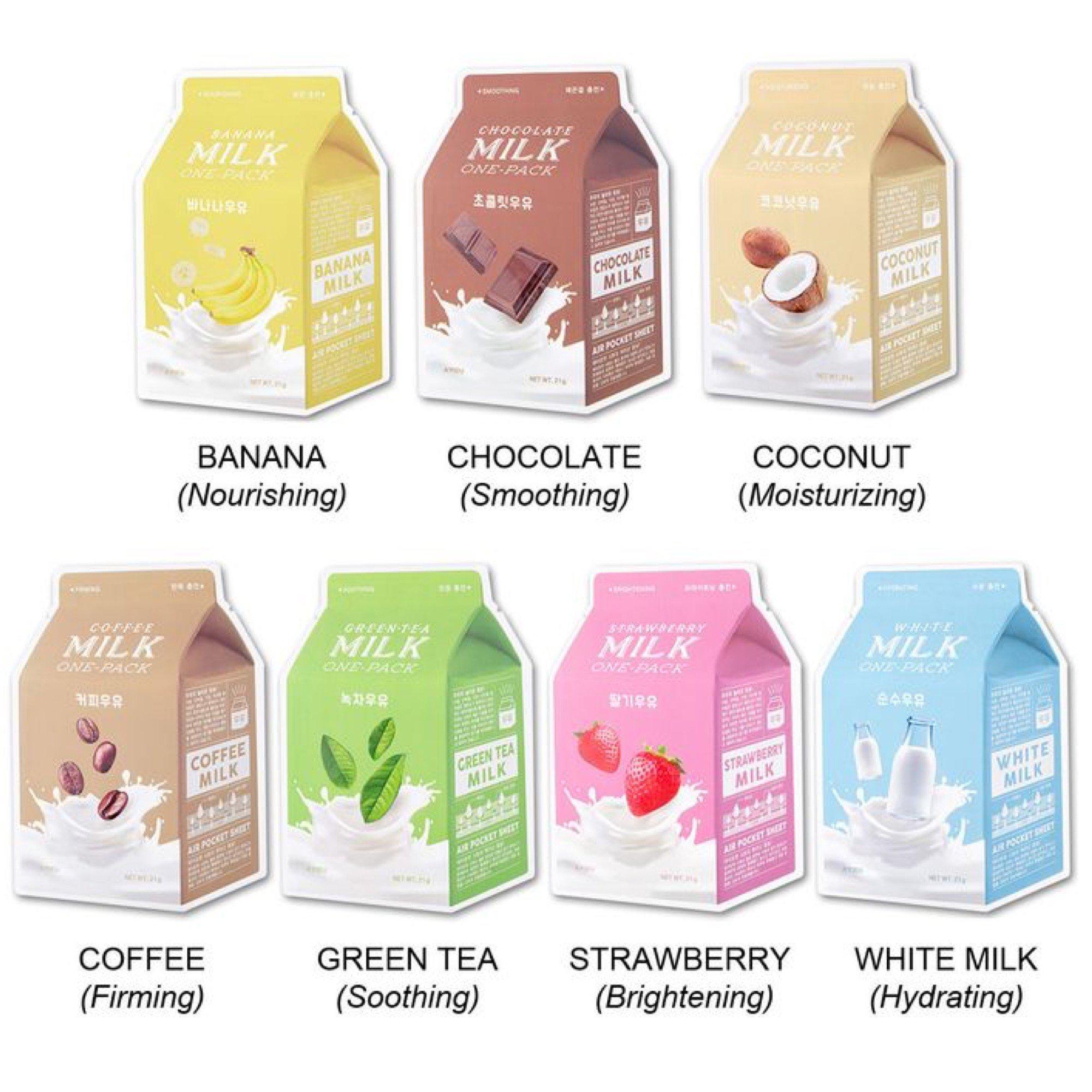 A'PIEU - Milk One Pack Mask Sheet (7 Types) - Shine 32